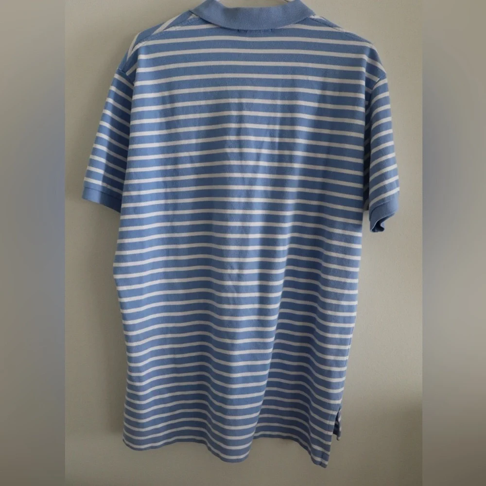 Vintage Polo Ralph Lauren Striped Polo Shirt Blue White Yellow Pony Logo